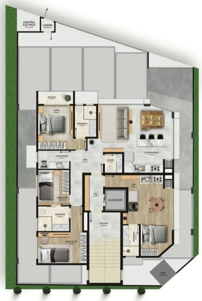 Planta - Apartamento à venda em Itapoá, Itapema do Norte, com 3 quartos, 90,75m² - Amaro Imobiliária Itapoá