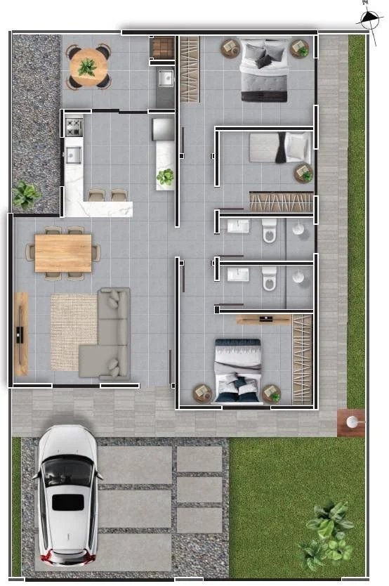Planta - CASA COM 83,95M² NO BALNEÁRIO ITAPOA - 180 METROS DA PRAIA - ITAPOÁ SC!!!! - Amaro Imobiliária Itapoá